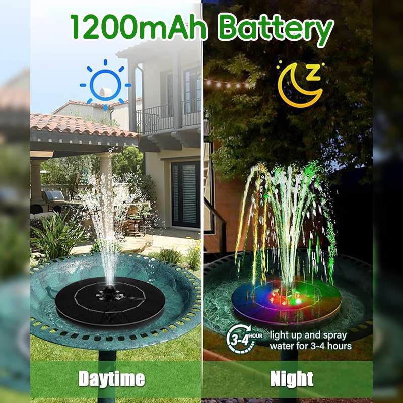 3.5W太阳能蓄电喷泉LED彩灯户外圆形漂浮假山水池水景微型水泵
