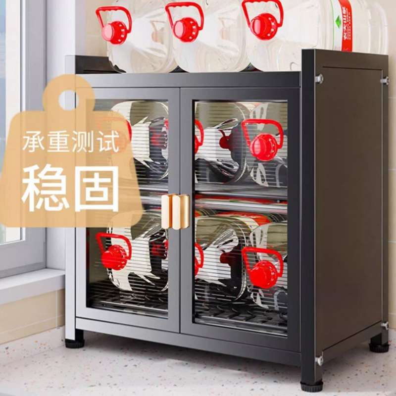 厨房碗柜置物架台面放置碗筷盘子收纳橱柜多功能带柜门收纳架