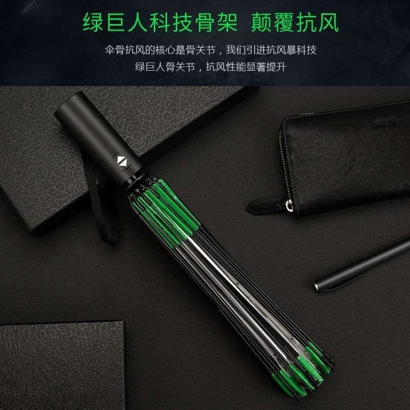 新款绿巨人全自动双人大号折叠雨伞加粗加厚抗风晴雨两用高端防晒图片