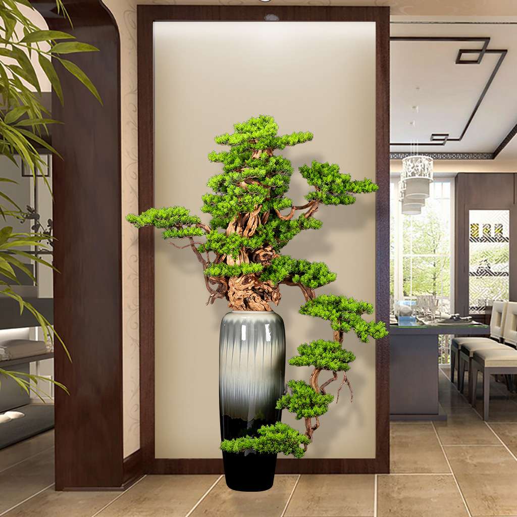 大号仿真植物盆景大型落地绿植假树摆件酒店玄关软装迎客松造景