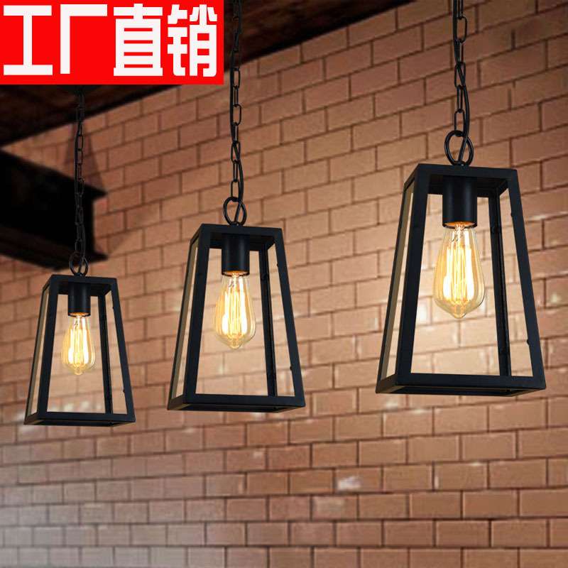 工厂销售美式创意复古餐厅吊灯酒吧咖啡厅吊灯单头阳台玻璃箱吊灯