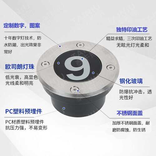 LED排号灯数字地埋灯电影剧院礼堂超薄座位灯防水字母指示号码灯