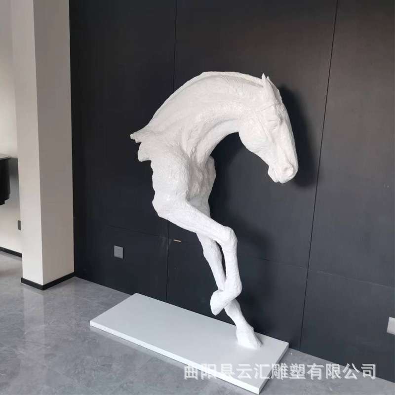 玻璃钢仿铜马头创意穿墙马半身马室内外墙面动物头像景观装饰挂件