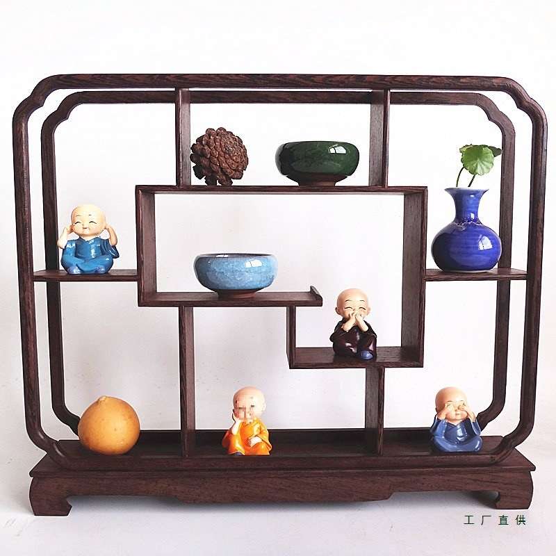 微型家具新中式小博古架鸡翅木多宝阁茶壶架子摆架饰品架小多宝格