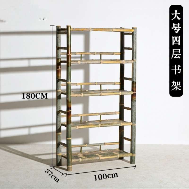 竹子带门大书架竹制品家具自由组合储物架禅意茶室置物架竹架子