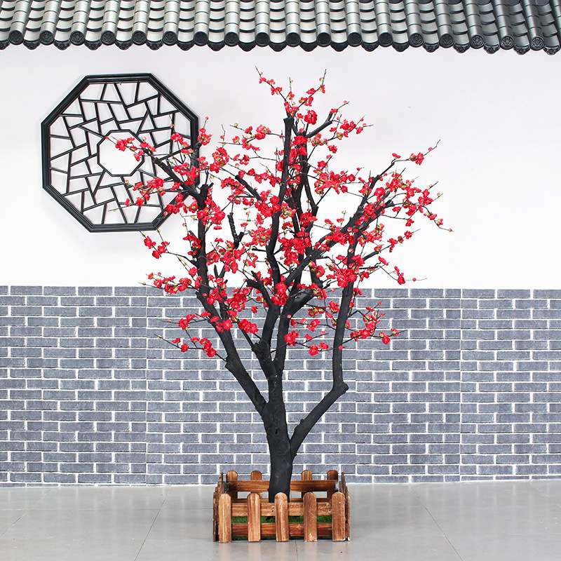 仿真梅花树新年商场酒店客厅装饰造景异型树干大型仿真室内树假树