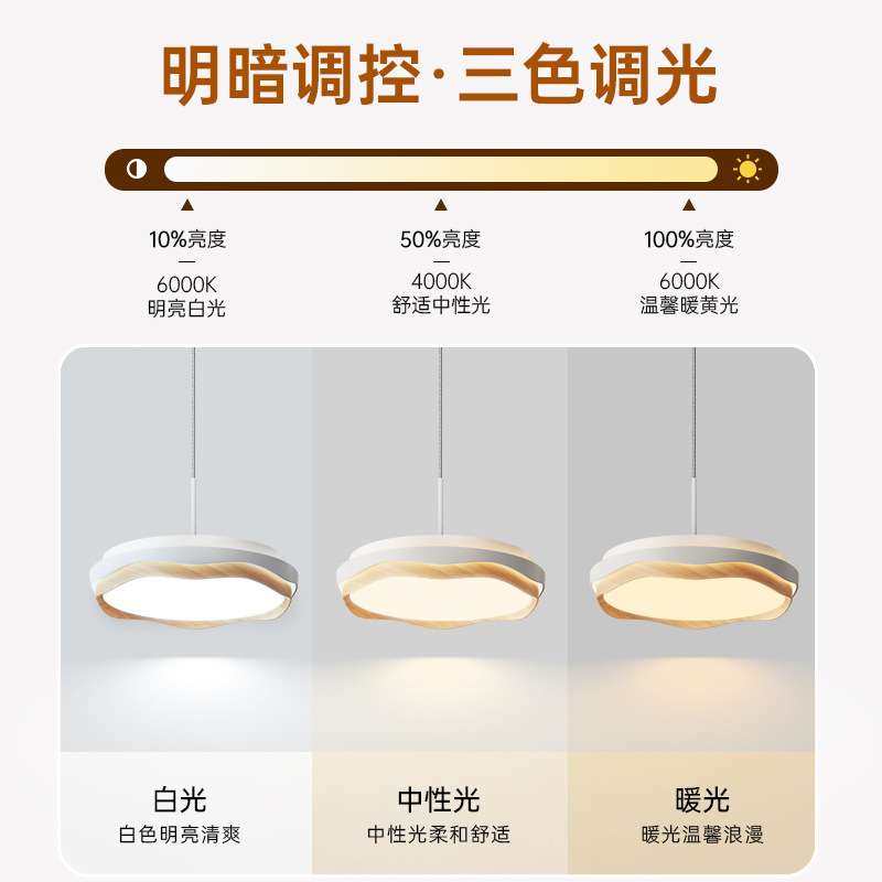 全光谱护眼餐厅灯吊灯现代简约极简3头圆盘餐厅广东中山灯具