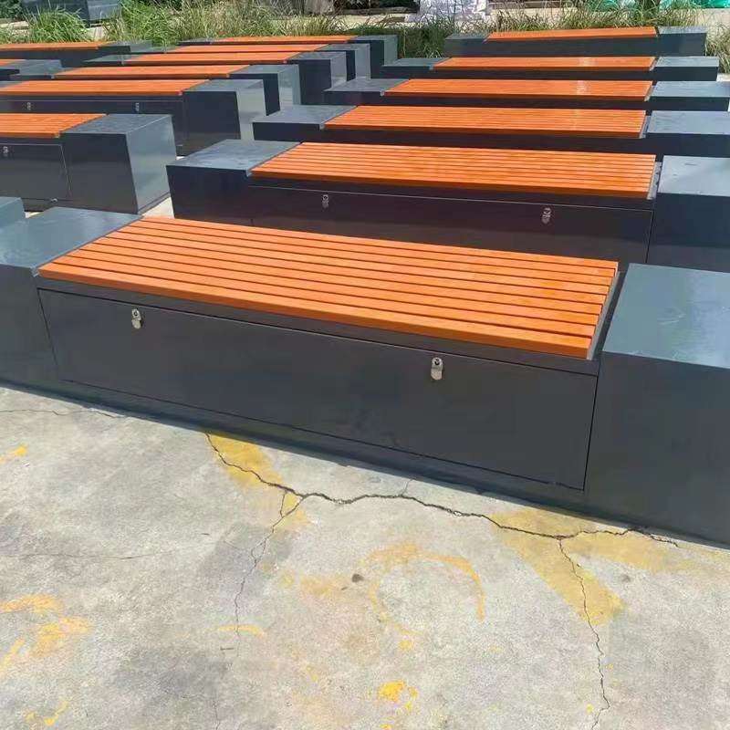 户外镀锌板保洁员工具箱公园等候椅收纳箱环卫工具储物柜公园椅子