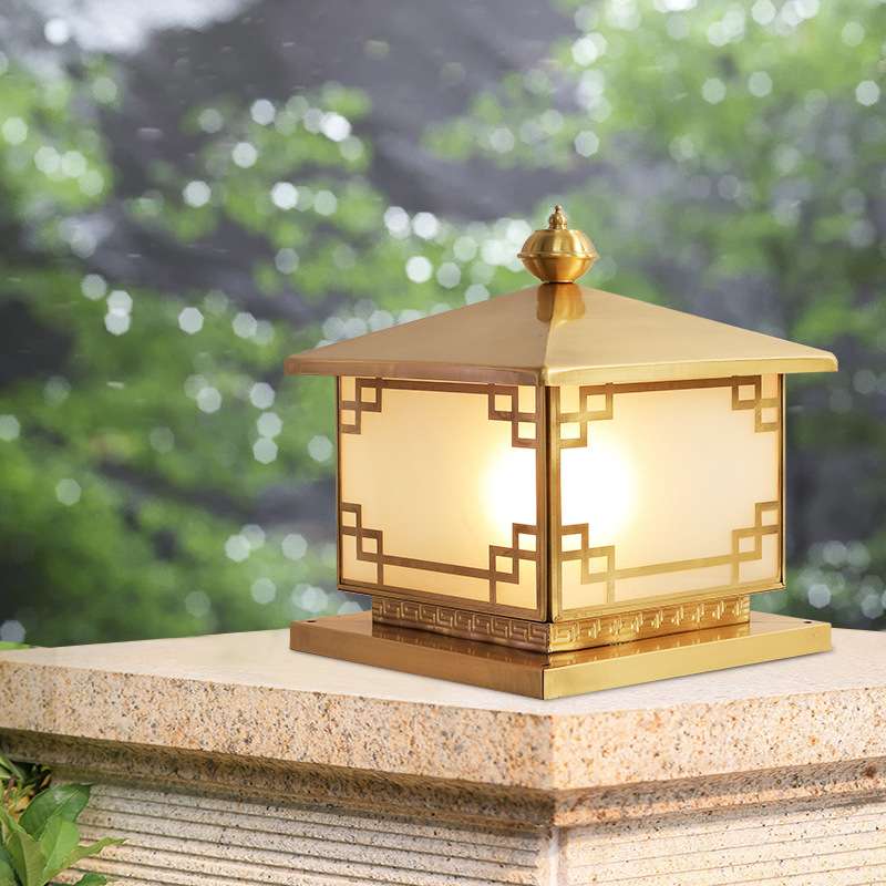 全铜欧式柱头灯别墅花园户外防水庭院灯围墙大门柱子门墩接电灯具