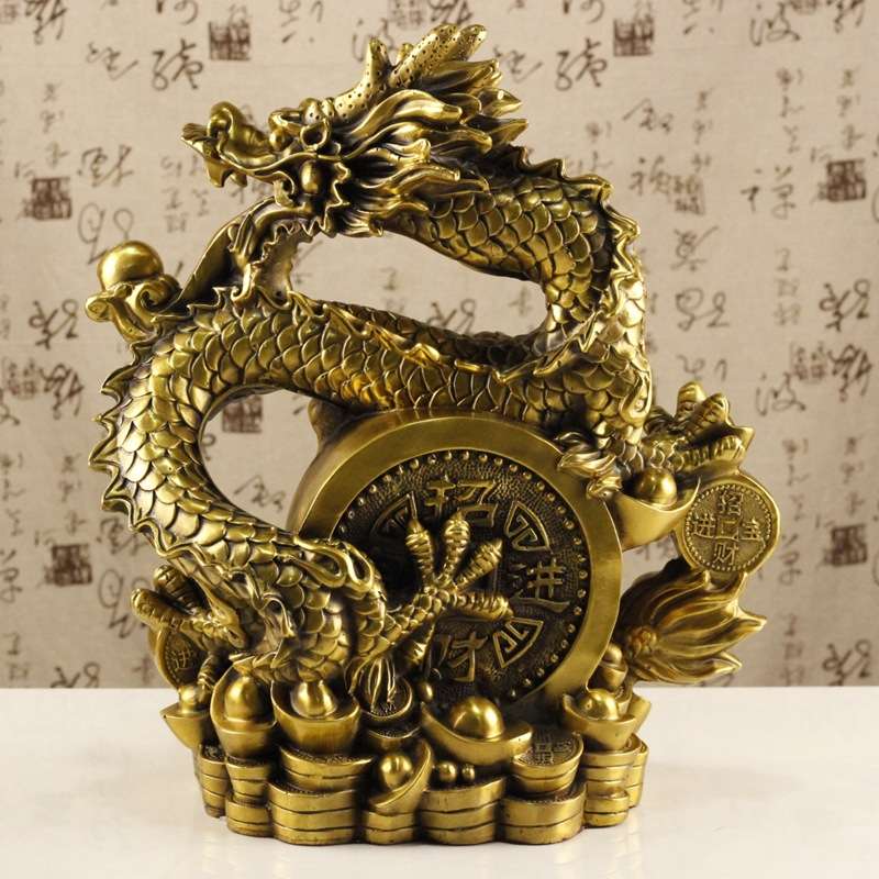 铜龙摆件汉龙铜十二生肖龙龙小盘龙家居装饰工艺品摆件