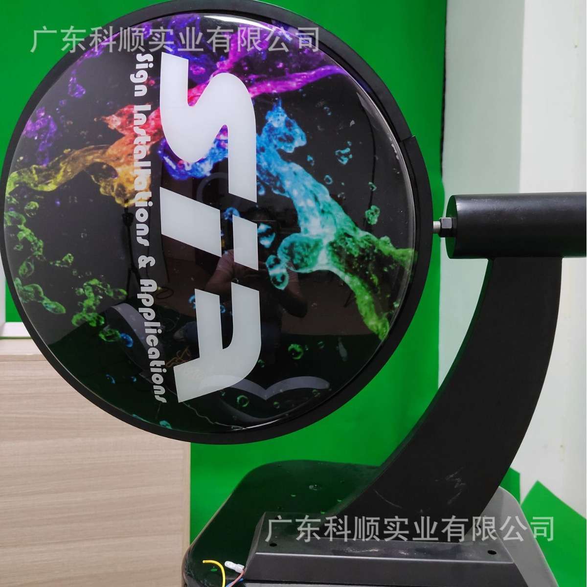 双面圆形旋转吸塑灯箱铁艺户外防水侧招悬挂墙式全自动LED广告牌