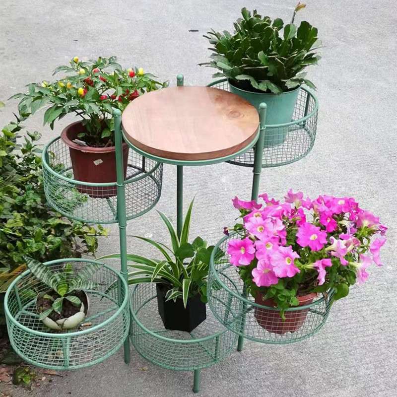 铁艺镂空旋转五篮花架室内客厅阳台花盆植物摆件置物架厂家直供