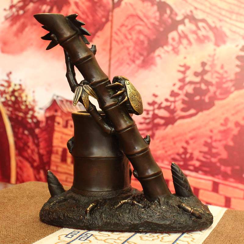 厂家现货铜步步高升笔筒 笔筒书房家居工艺品摆件 铜笔筒