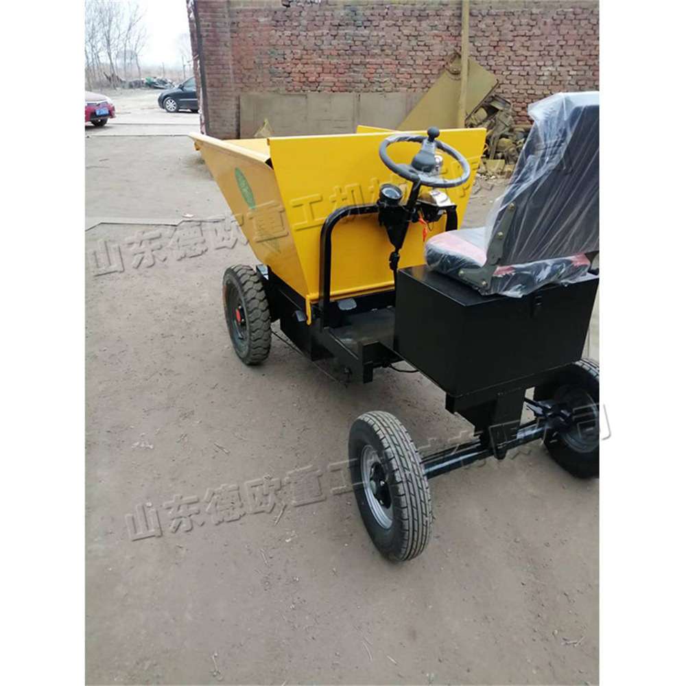 手掀翻斗运输工具车 建筑工地用灰斗车 座驾式电动四驱翻斗车