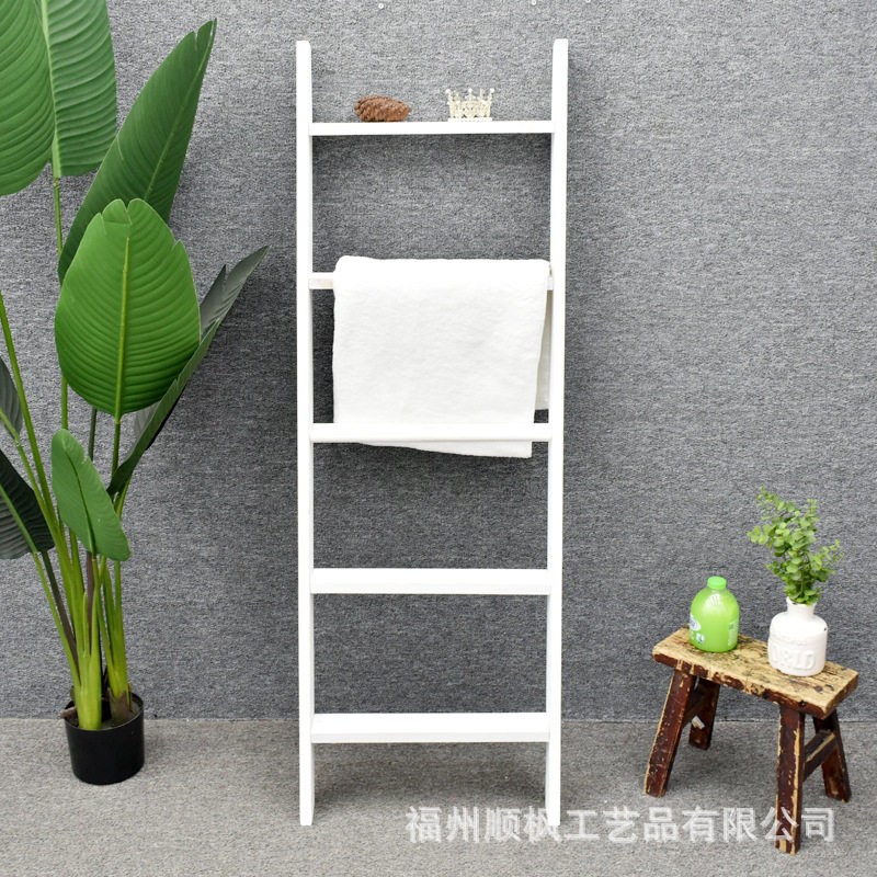 直销墙壁倾斜储物陈列架盆栽装饰物摆放架木制层架毛毯毛巾梯架