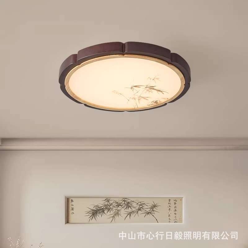 新中式宋氏美学卧室吸顶灯中国风禅意主卧书房护眼灯胡桃木卧室灯