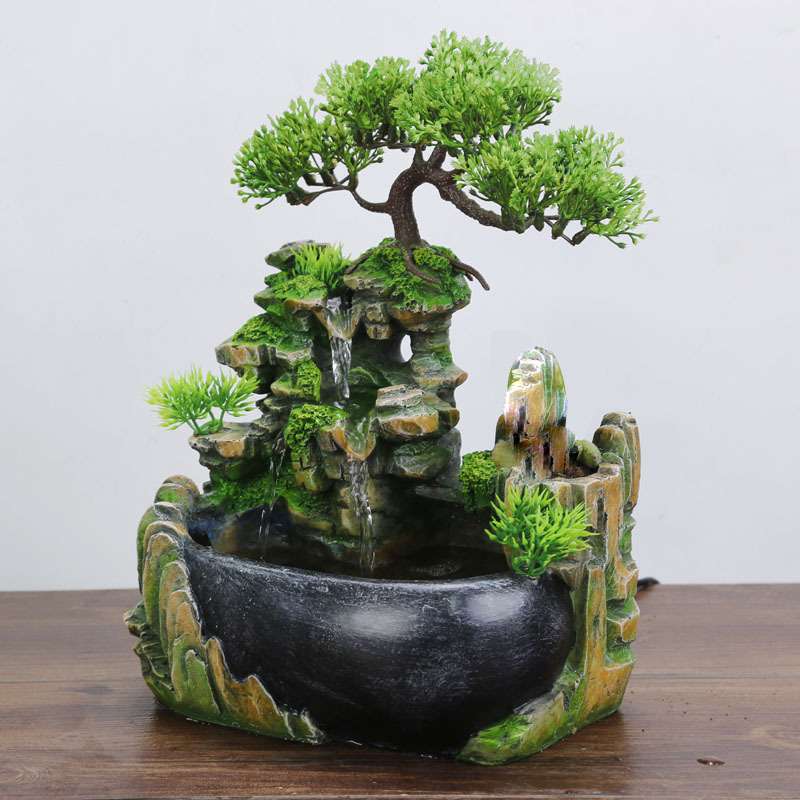 厂家货源义乌小商品 树脂工艺品小假山流水摆件创意微景观L20