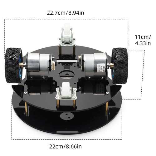 跨境STM32二驱差速圆盘底盘520编码器电机 ROS智能小车亚克力双层