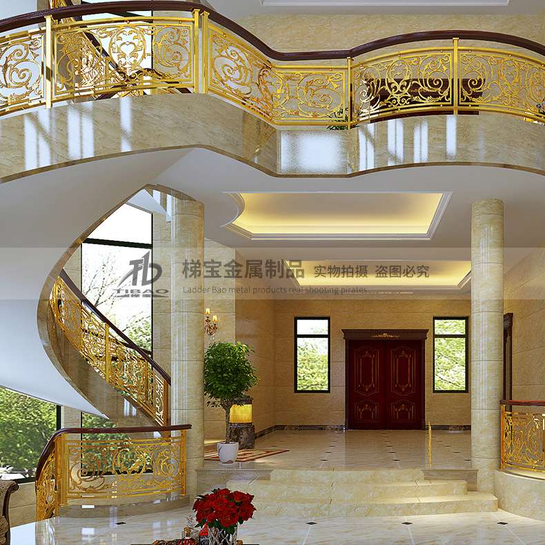 精装铜艺室内花板护栏 罗马花园立柱栏杆 酒店别墅铝合金楼梯扶手