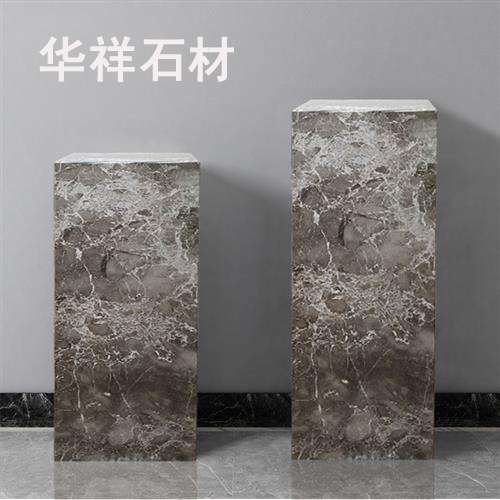 天然大理石古堡灰底座客厅电视柜旁边落地摆件雕塑工艺装饰品底座