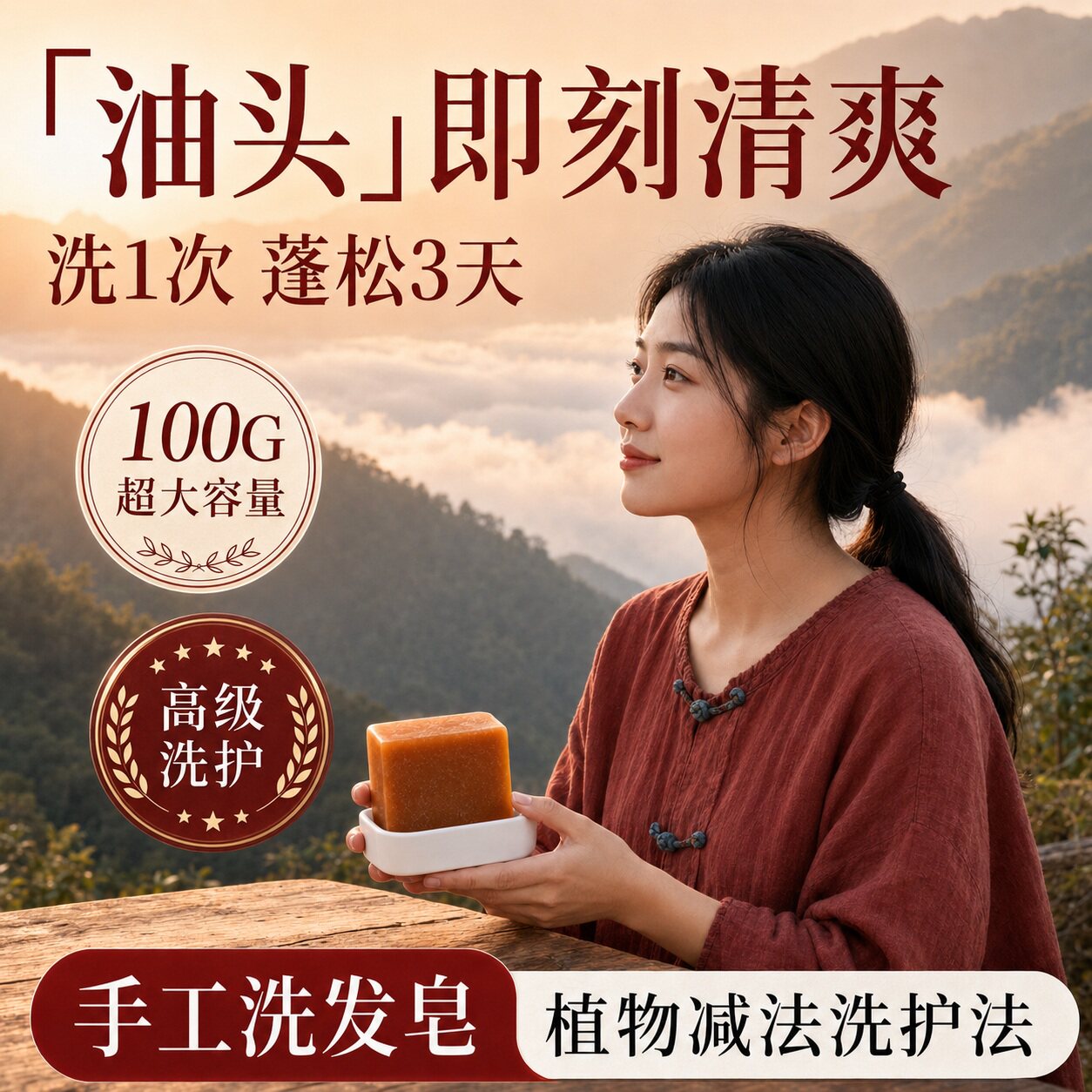 【官方正品】颜药匠手工洗发皂侧柏叶植物洗护法油头清爽蓬松A