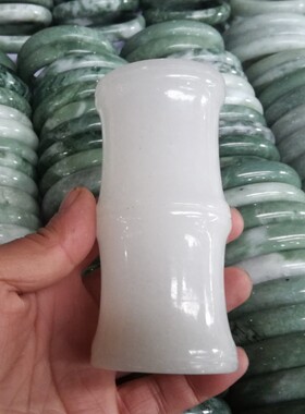 天然阿富汗玉笔筒玉石笔筒桌面摆件简约家居饰品白玉笔筒摆件复古