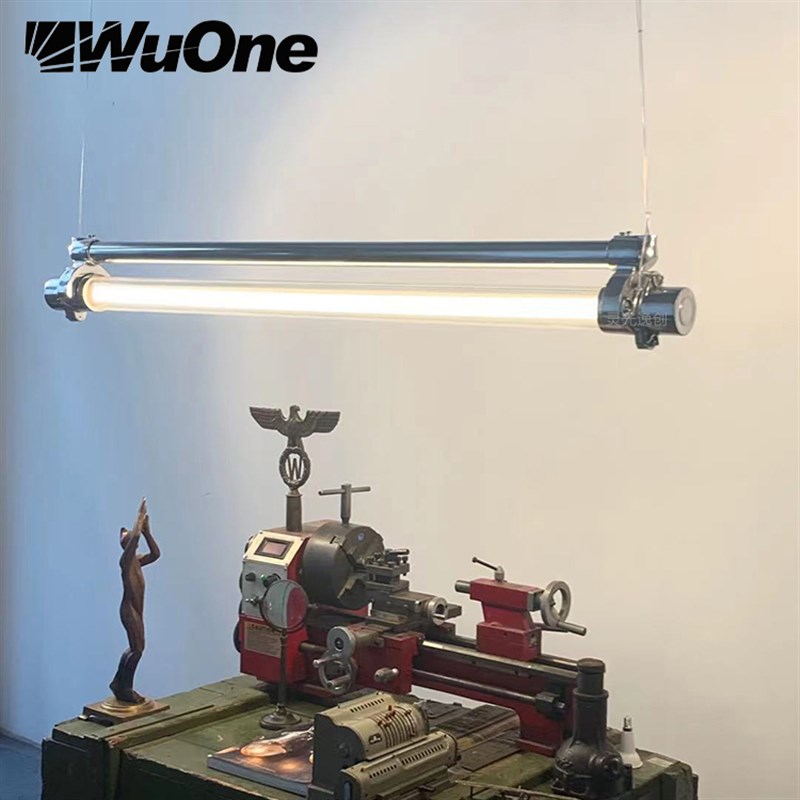 中古wuone灵光逸创 新款日光灯 复古工业风吊灯长管灯铜材餐厅灯