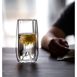 双层观山杯隔热玻璃杯高档泡龙井绿茶杯专用茶杯子透明简约茶杯