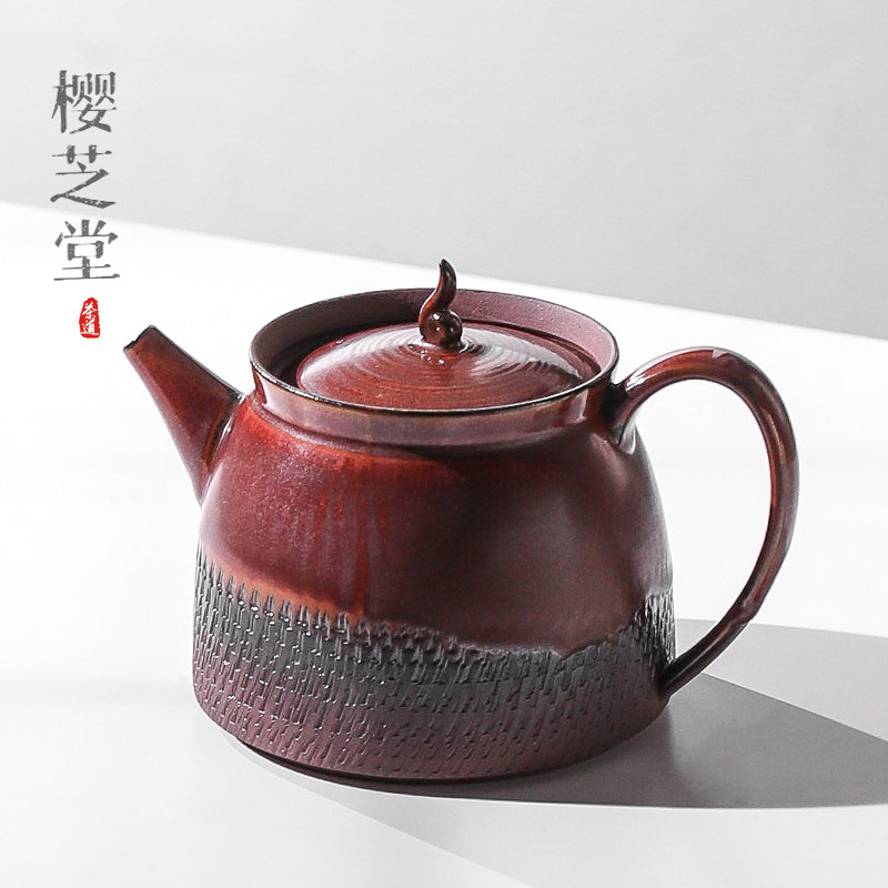 煮茶壶电陶炉炭火炉酒精灯明火可用侧把壶煮茶器老式窑变烧水陶壶