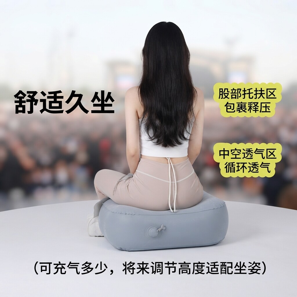演唱会旅行充气式坐垫内场增高便携剧场户外音乐节屁垫折叠凳子w