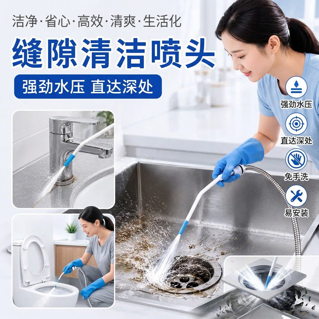 【新品】高压水枪喷头强力清洁马桶死角缝隙污垢喷头花洒喷头w
