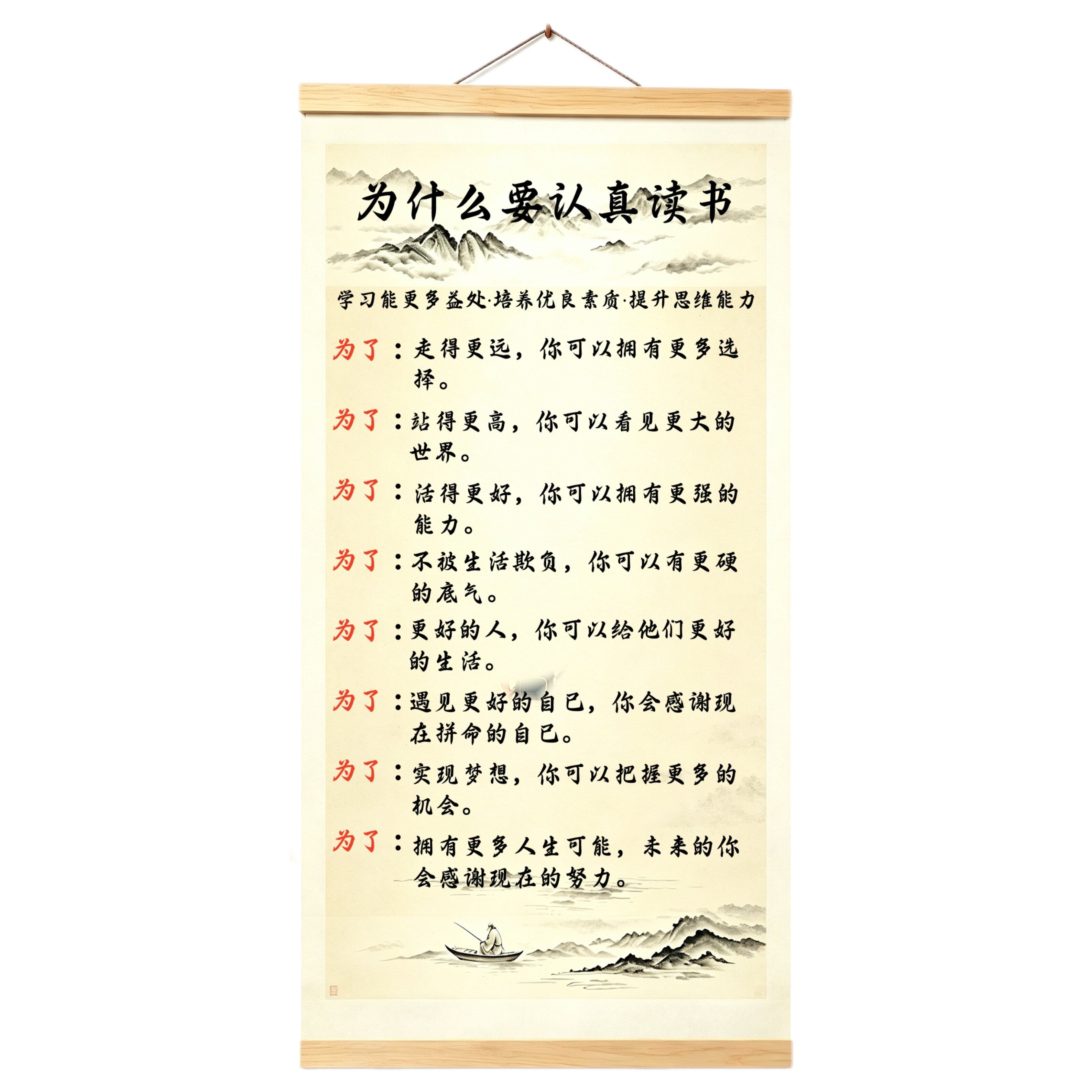 老师推荐【为什么认真读书】少年励志书房客厅玄关卧室激励挂画ZT