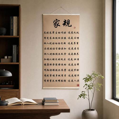 十条【家规】家训新中式书法挂画玄关书房客厅入户背景墙面装饰m