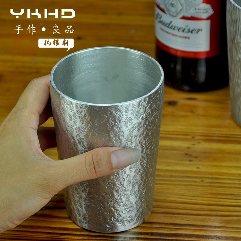 匠人999纯锡杯手工啤酒杯红酒杯烈酒杯威士忌杯家用岩纹杯