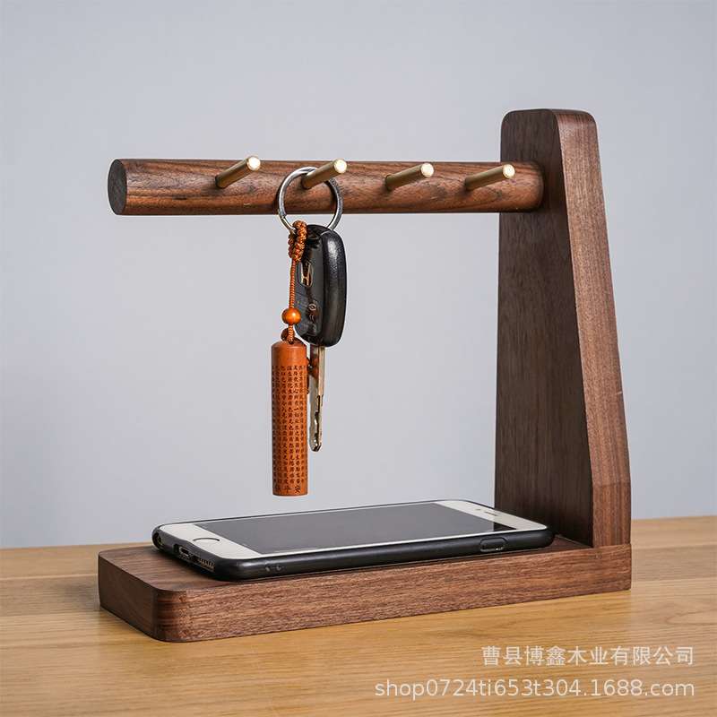 木质进门钥匙收纳架玄关门口桌面置物架客厅放钥匙收纳盒创意摆件