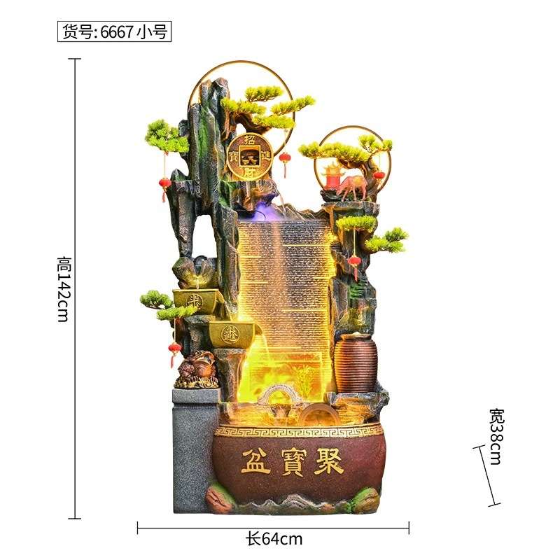 大假山喷泉流水鱼池玄关别墅庭院阳台酒店客厅中式景观造景生财