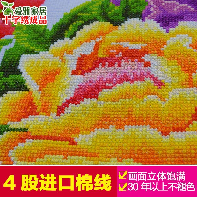2021新款绣机绣花开富贵春十字绣成品纯手工已绣好的出售客厅大幅