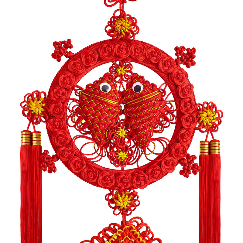 百绣红中国结挂饰客厅大号抱鱼款喜庆挂件家居装饰玄关新房过年挂