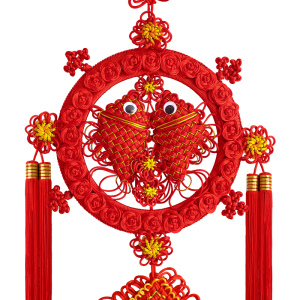 百绣红中国结挂饰客厅大号抱鱼款喜庆挂件家居装饰玄关新房过年挂