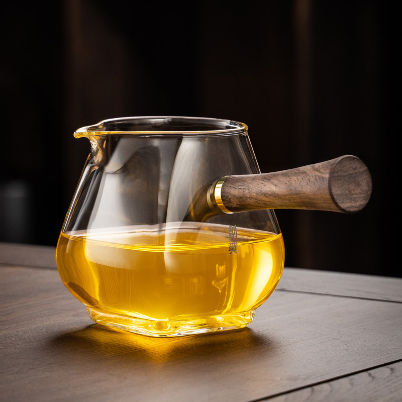 好茗天玻璃公道杯加厚耐热功夫茶具四方公杯茶漏分茶器茶海可加热