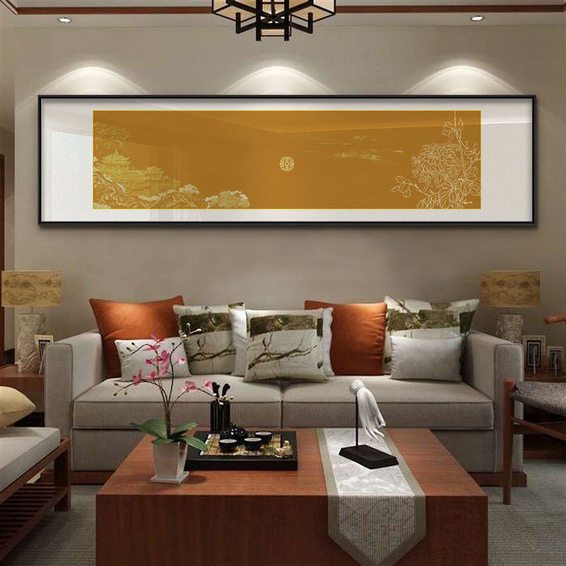 新中式梅兰竹菊茶室办公室装饰画国风四君子客厅沙发背景墙装饰画