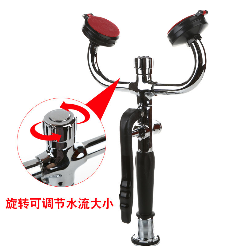 304不锈钢双口洗眼器移动手持式实验室挂壁式紧急洗眼器验厂可过