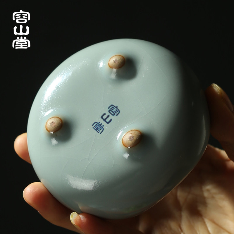 容山堂天青汝窑汝瓷茶漏茶滤网茶水分离器茶漏架功夫茶具茶道配件