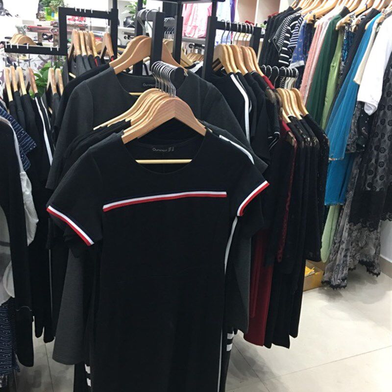 服装店货架展示架正挂侧挂四臂中岛架黑色落地衣服挂架陈列道具