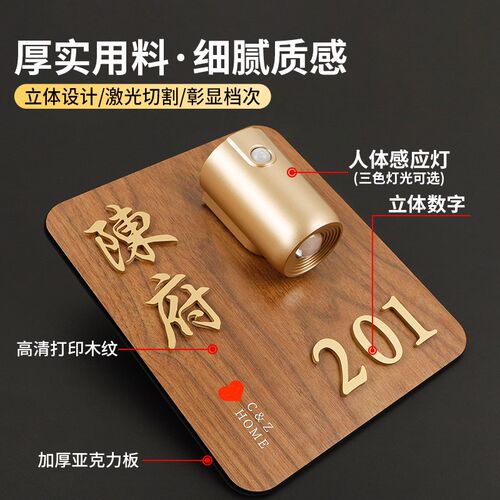 2026年新款门牌号高级感轻奢创意入户门装饰定制酒店宾馆门口房间