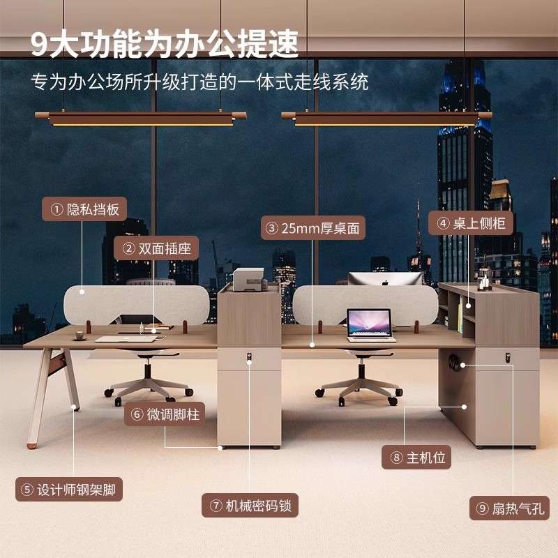 职员办公桌椅组合简约现代电脑办公桌员工位四人卡座办公室财务桌