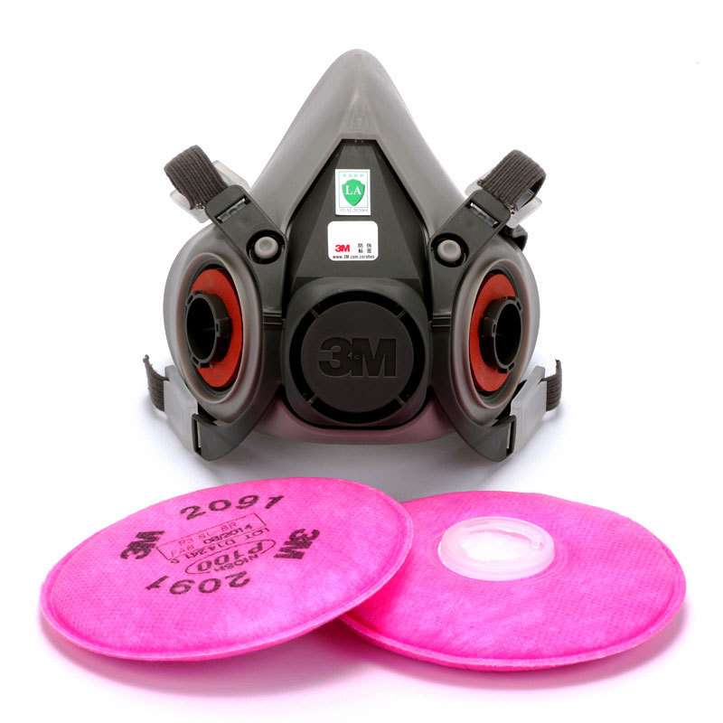 3M 6200搭配2091滤棉防尘面具工业粉尘打磨装修煤矿面罩 P100级别