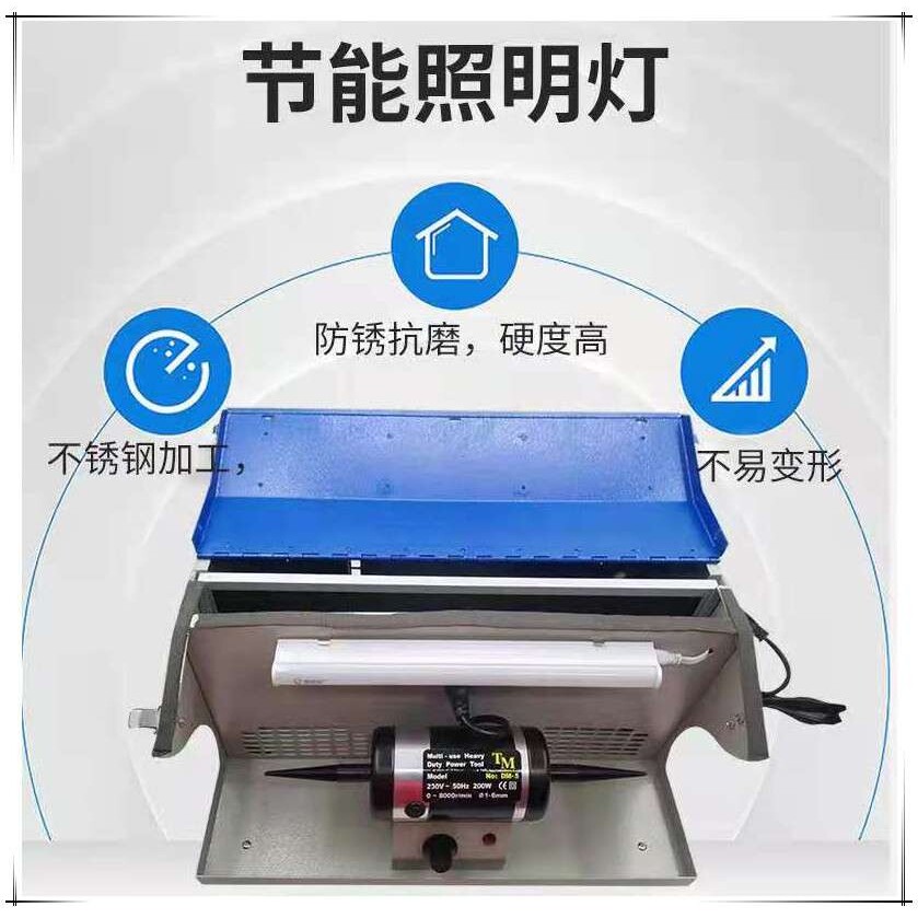 DM-5台式双头吸尘抛光机 带灯管可调速双头布轮机首饰抛光打磨机