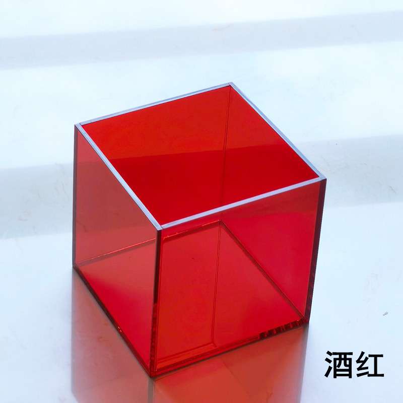 亚克力透明彩色无盖正方形桌面卧室办公桌化妆刷棉签杂物收纳盒子
