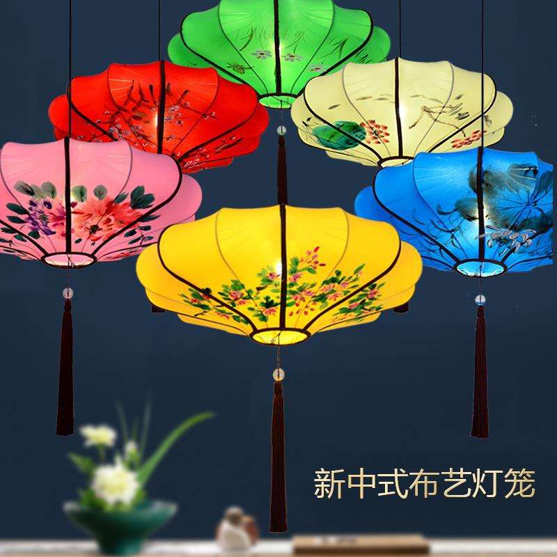 中式飞碟吊灯中国风仿古手绘吊灯笼茶楼酒店火锅店装饰手绘国画古